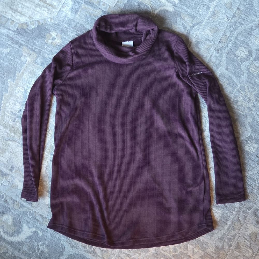 Columbia Women's Plum Long Sleeve Thermal Waffle Knit Tunic Top Size Medium